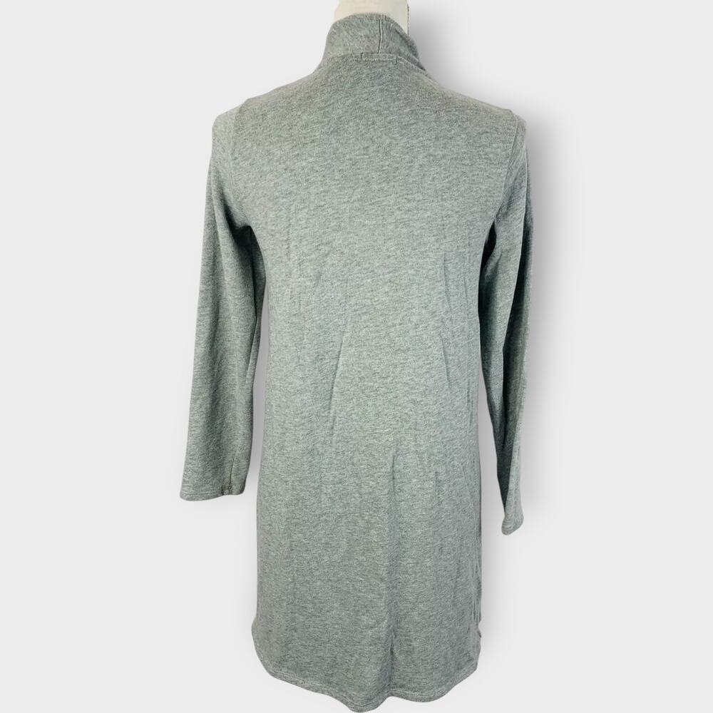 Pure Jill Cardigan Long Lagenlook Gray Pocket Open Front Size Small Petite PS - Picture 3 of 8